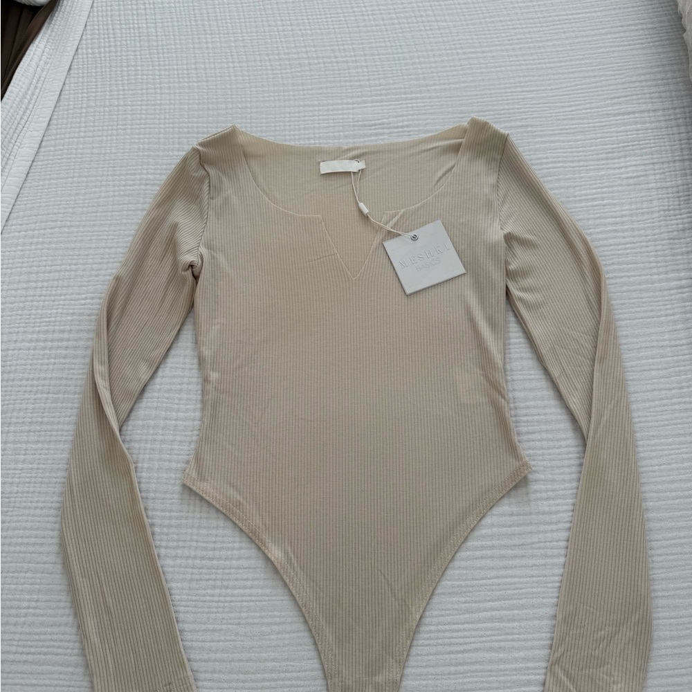 Meshki Basics Cream Ribbed Top